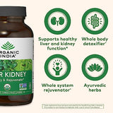 ORGANIC INDIA Liver Kidney Herbal Supplement - Detoxify & Rejuvenate, Supports Healthy Liver & Kidney Function, Vegan, Gluten-Free, Kosher, USDA Certified Organic, Non-GMO - 180 Capsules