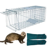 Animals Trap Cage Cover, Trap Cage Cover with Mesh Window for 1-2 Door Humane Animal Trap Cage 32 x 10 x 12inch, Cage not Included (Trap Cage+ Glover)