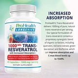 ProHealth 1,000 mg Trans-Resveratrol. 99.5% Pure, 15X Better Absorption from 420mg Polyphenol Complex (Quercetin, Red Wine & Green Tea, BioPerine) (1000mg Per 2-Capsule Serving) (60 Capsules) 3 Pack