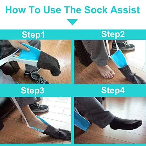 Fanwer Sock Aid Kit -Sock Aide Device for Seniors with Adjustable Shoe Horn, Flexible Sock Helper Easy On Easy Off, Sock Assist Device for Elderly, Pregnant, Hip Surgery Recovery Aids for Daily Living