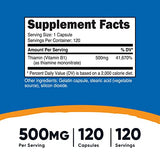Nutricost Vitamin B1 (Thiamin) 500mg, 120 Capsules (2 Bottles)