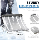 Snow Shovel for Driveway, Heavy Duty Aluminum Snow Removal Shovel - 67" Long Handle Ergonomic Metal Snow Push Shovel, Portable for Car Trunk Home Garage Backyard Walkway Parking