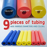 Foam Grip Tubing for Utensils - 9 PC 8" Handles - Closed Cell Foam Tube - Cut to Length - Adaptive Utensils Grip Tubing - Fits Most Utensils and pens - Elderly, Disabled, Handicapped, Dexterity