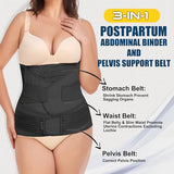 3 in 1 Postpartum Belly Wrap - Recovery Belly/Waist/Pelvis Belt Black Postpartum Belly Band, Black Plus Size