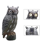 YOFIT Solar Bird Scarecrow Fake Horned Owl Decoy, Bird Repellent Garden Protectors, Natural Enemy Pest Deterrent Scarecrow