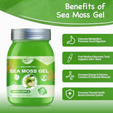Sea Moss Raw Organic, 18.5OZ Natural Sea Moss Gel with Irish Sea Moss-Immune and Digestive Support Vitamin Mineral Antioxidant Supplements(Green Apple)