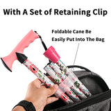 CLOKTA Folding Cane - Walking Cane for Men and Women - Floral,Foldable,Lightweight,Adjustable,Portable Hand Walking Stick-Canes for Seniors & Adults,Comfortable T Handles Walking Stick (Pink Floral)