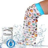 Kids Cast Cover for Showering Foot –Waterproof Reusable Cast Protector for Toddlers and Little Kids Cute Design with Fishes – Toddler-Little Kid Size