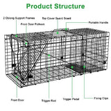 VASALAID Live Animal Trap Cage, 32" X 12" X 12.5" Catch and Release, Humane Live Trap Cage Indoor & Outdoor Foldable Live Trap for Raccoons,Groundhogs, Stray Cats,Squirrels, Rabbits, woodchucks