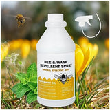 Bee Spray with Natural Plant-Based Peppermint Oils, Wasp and Bee Repellent, Repellent Bug Spray and Carpenter Wasps for Outdoors/Indoors Areas, 16oz