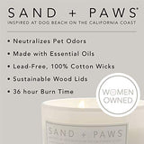 Sand + Paws Scented Candle -California Beach House –Luxurious Air Freshening Jar Candles Neutralize pet Odors and Enhance Home décor – 100% Cotton Lead-Free Wicks - 12oz