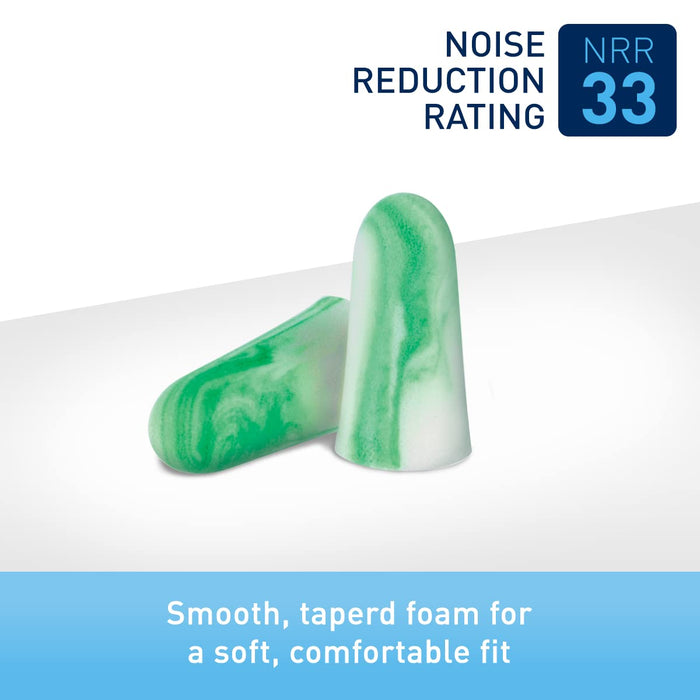 Flents Protechs Foam Ear Plugs for Work, Loud Noise, Heavy Machinery, Construction, Studying & Traveling, NRR 33, Green, Made in The USA, 50 Pair