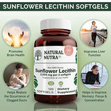 Natural Nutra Sunflower Lecithin Supplement 2000 mg, Improve Liver Function, Memory Booster, Non-GMO, Gluten Free, 120 Softgels