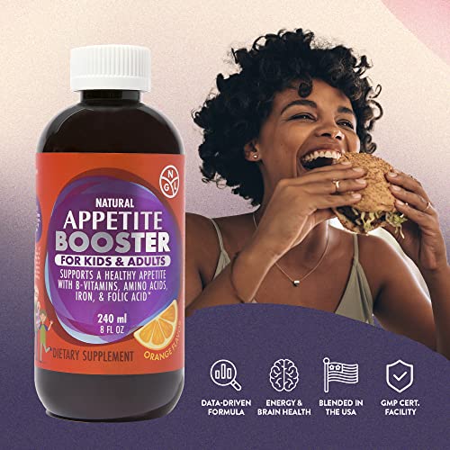 Appetite Booster Weight Gain Stimulant Supplement Eat More for Underweight Kids & Adults Fortified with Vitamins B1,B2,B3,B5,B6,B12, Folic Acid , Iron, Zinc, Amino Acids, Flax Seed Oil