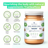 TrueSeaMoss Wildcrafted Irish Sea Moss Gel – Nutritious Raw Seamoss Rich in Minerals, Proteins & Vitamins – Health Supplement, Vegan-Friendly Made in USA (Apple/Cinamon)