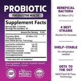 Probiotics, 60 Billion CFU per Serving, Probiotic with Prebiotics for Digestive & Immune Health Support for Women & Men - Nature's Supplement is Shelf Stable, Soy, Dairy & Gluten Free - 120 Capsules