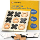 Keeping Busy Wooden Tic Tac Toe Game Dementia Activities for Seniors – Large Pieces with Matching & Puzzle Templates – Cognitive Games for Elderly Engaging Alzheimers Products - Shelf & Table Decor