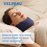 Velpeau Neck Brace -Foam Cervical Collar - Soft Neck Support Relieves Pain & Pressure in Spine - Wraps Aligns Stabilizes Vertebrae - Can Be Used During Sleep (Enhanced, Blue, Large, 3.3″)