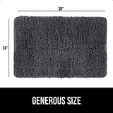 Gorilla Grip Soak Stopper Absorbent Indoor Chenille Doormat, 36x24, Muddy Dog Washable Mat, Quick Dry Soft Microfiber, Durable Rubber Backing, Absorbs Water and Moisture, Door Mat for Entry, Charcoal