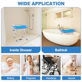 Medhelp Upgraded Folding Shower Chair, Stainless Steel Foldable Shower Seat for Inside Bathtub, Lightweight & Portable Non-Slip Feet Bathroom Bench, Travel Shower Stool for Elderly, Disabled, Injured