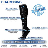 CHARMKING Compression Socks for Women & Men (8 Pairs) 15-20 mmHg Graduated Copper Support Socks are Best for Pregnant, Nurses - Boost Performance, Circulation, Knee High & Wide Calf (S/M, Multi 17)