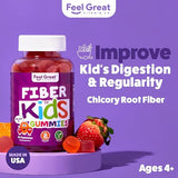 Feel Great Fiber Gummies for Kids Digestive Support | Constipation Relief for Kids | Fruity Flavored Chewable Kids Fiber Gummies | Vegetarian Supplements | 60 Day Supply