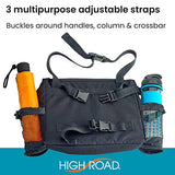High Road Mobility Walker Bag, Wheelchair Pack and Scooter Bag with 4 Pockets and 2 Bottle Holders for Adult Daily Living (Black)