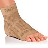 TechWare Pro Ankle Brace Compression Sleeve - Relieves Achilles Tendonitis, Joint Pain. Plantar Fasciitis Foot Sock with Arch Support Reduces Swelling & Heel Spur Pain. (Beige, XXL)