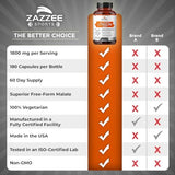 Zazzee High Strength L-Citrulline Malate, 1800 mg per Serving, 180 Vegan Capsules, 60 Day Supply, High Absorption with Superior Free-Form Malate, 100% Vegetarian, All-Natural and Non-GMO