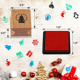 HOWAF Wooden Christmas Stamps for Kids Crafting Card Making, Christmas Stamps Pack with Ink Pad for Children DIY Painting Scrapbooks Christmas Party Bag Fillers Favor Decoration Supplies Xmas