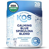 KOS USDA Organic Calming Blue Spirulina Blend, Plant Based - Algae Superfood Powder with Ashwagandha Root, Lemon Balm, Reishi Mushroom, B Complex - Berry Coconut Cooler Flavor, 28 Servings