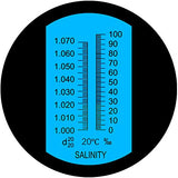 Professional Automatic Temperature Compensation Salinity Refractometer for Aquariums, Marine Monitoring, Saltwater Testing.Dual Sacle: 0-100ppt & 1.000-1.070 Specific Gravity