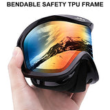 JULI Ski Goggle/Snow Snowboard Goggles for Men, Women & Youth - 100% UV Protection Anti-Fog Dual Lens(Black Frame+15% VLT Colorful Len)