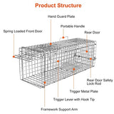 KOCASO Live Animal Trap Cage, Foldable Heavy Duty Humane Rat Trap for Indoor and Outdoor, Large Metal Mouse Trap for Squirrel Gopher Chipmunk Mice Raccoon, Easy to Catch and Release 23"x7"x8"