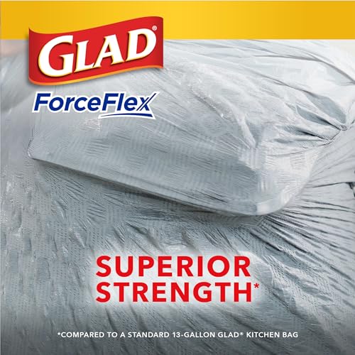 Glad ForceFlex Tall Kitchen Drawstring Trash Bags, 13 Gal, Fresh Clean Scent with Febreze, 110 Ct