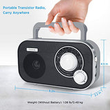 DreamSky AM FM Portable Radio Plug in Wall or Battery Operated for Home & Outdoor, Strong Reception, Large Dial Easy to Use, Transistor Antenna, Headphone Jack, Small Gifts for Seniors Elderly