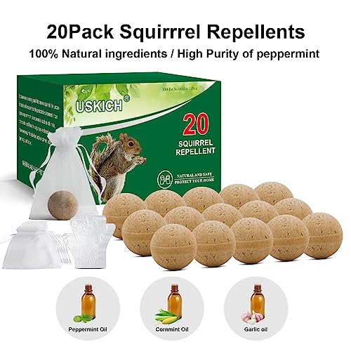 20Pack Squirrel Repellent Outdoor, Chipmunk Repellent Outdoor,Rodent Repellent,Squirrel Repellent for Attic and Cars Engines, Ultra Powerful Squirrel Deterrent Keep Squirrels Out of Garden