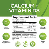 Calcium 1200 mg Plus Vitamin D3, Bone Health & Immune Support - Nature's Calcium Supplement with Extra Strength Vitamin D for Extra Strength Carbonate Absorption Dietary Supplement - 180 Tablets