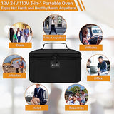 Portable Oven | 12V, 24V, 110V Food Warmer | Portable Mini Personal Microwave | Heated Lunch Box for Cooking and Reheating Food in Car, Truck, Travel, Camping, Work, Home | AOTTO