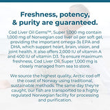 Carlson - Cod Liver Oil Gems, Super 1000 mg, 250 mg Omega-3s + Vitamins A & D3, Wild-Caught Norwegian Arctic Cod-Liver Oil, Sustainably Sourced Nordic Fish Oil Capsules, 250 Softgels