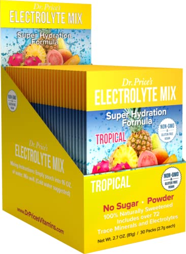 Electrolytes Powder Packets - Electrolytes No Sugar - Hydration Packets - Electrolyte Mix - Keto Electrolytes - Fasting Electrolytes - Water Enhancer, No Tablets, Sports Drink - 30 Packets Tropical