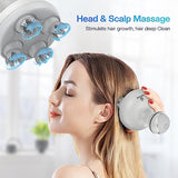 COMFIER Electric Scalp Massager, Head Massager with 4 Soft Silicone Massage Heads, Portable Hair Massager for Hair Growth, Relieve Stress, Head Scratcher for Deep Relaxation, Dog Cat Massager, Gray