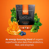 Nested Naturals Super Cordyceps Energy, 1000 mg Cordyceps Mushrooms Plus Greens Powder with Chlorella, Probiotics, and Digestive Enzymes, 100% USDA Organic Non-GMO Vegan Supplement, 30 Servings