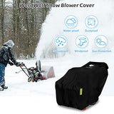 WardWolf Snow Blower Cover, Fit Most Electric Two Stage Snowblowers, 600D Heavy Duty Waterproof, Windproof, Sunproof with Air Vent, Reflective Stripe, and Adjustable Buckle Strap, Black