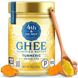 4th & Heart Turmeric Grass-Fed Ghee Butter, 9 Ounce, Keto, Pasture Raised, Lactose Free, Certified Paleo