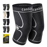 CAMBIVO 2 Pack Knee Brace, Knee Compression Sleeve for Men and Women, Knee Support for Running, Workout, Gym, Hiking, Sports (Gray,Large)