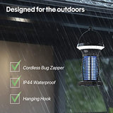 Jinyeda Solar Bug Zapper, Cordless Mosquito Killer Lamp for Indoor and Outdoor, Battery Powered Night Bug Lights Fly Zapper, IP44 Waterproof Mosquito Zapper Perfect for Home, Backyard, Patio, Camping