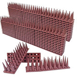 24Pack Bird Spikes - Total Length 408 inch Plastic Bird Deterrent Spikes - Bird Deterrent Spikes Keep Pigeon, Squirrel, Raccoon, Cats,Plastic Fence Spikes for Railing and Roof Brown