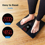 GE Digital Body BMI Smart Bluetooth Weighing Scales, 500lbs Capacity for Bathroom, Accurate Scale with LED Display, Black