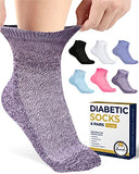 Pembrook Ankle Diabetic Socks for Women & Men | 6 Pairs | Wide Non Binding Socks Quarter Length | Edema Neuropathy Socks